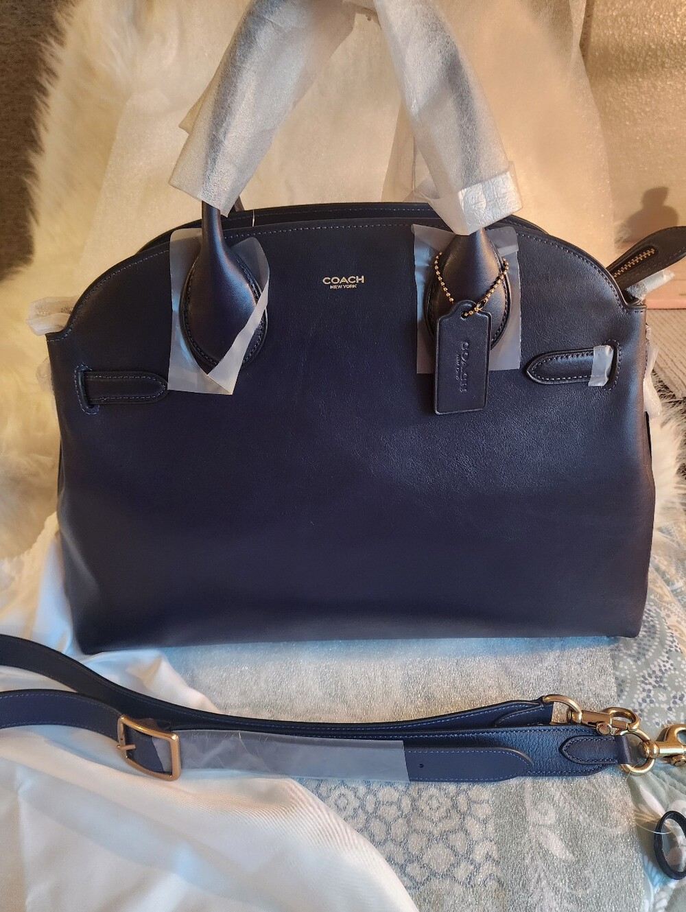 New Tags Coach Soft Empire 40 Dark Navy Handbag Bag